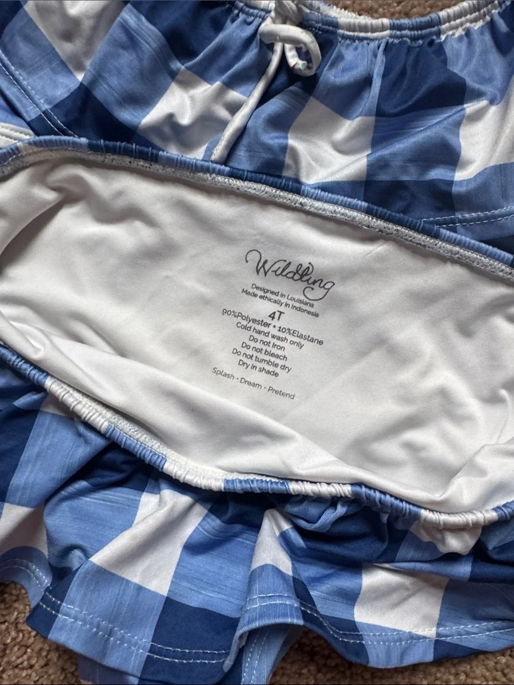Well Dressed Wolf - Wildling - Girls Blue and White Gingham Ruffle Bikini